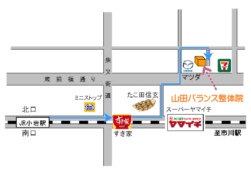 JR小岩駅から当院への地図